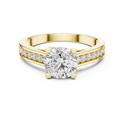 Pave Shoulder Solitaire Diamond Ring