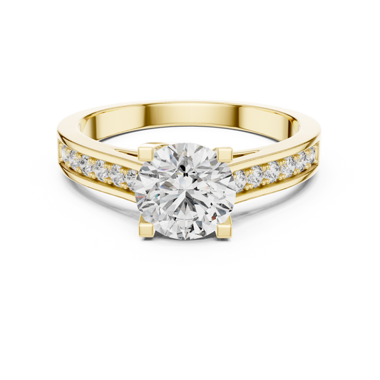 Pave Shoulder Solitaire Diamond Ring