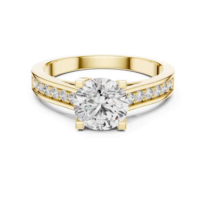 Pave Shoulder Solitaire Diamond Ring