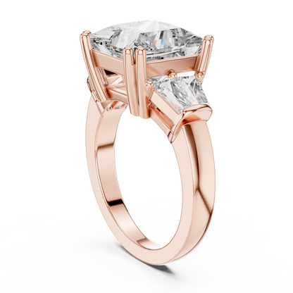 Princess Cut Diamond Ring with Baguette Side Stones