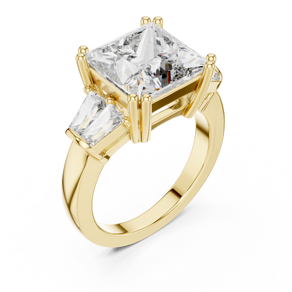 Princess Cut Diamond Ring with Baguette Side Stones