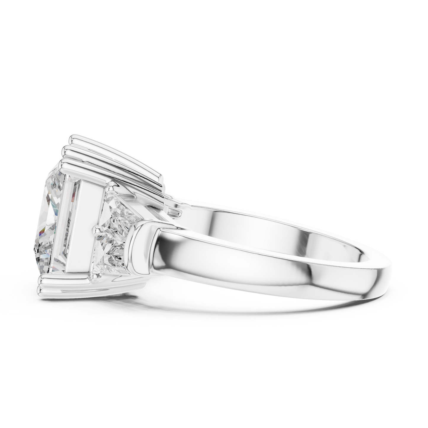 Princess Cut Diamond Ring with Baguette Side Stones