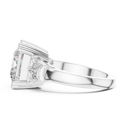 Princess Cut Diamond Ring with Baguette Side Stones