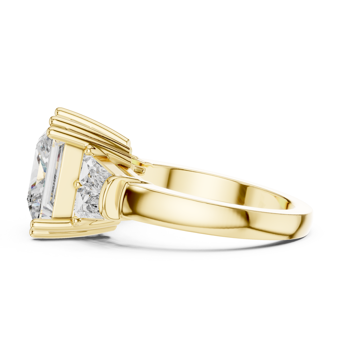 Princess Cut Diamond Ring with Baguette Side Stones