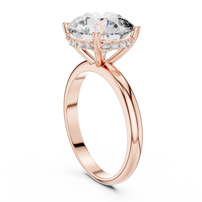 Round Cut Diamond Pavé Halo Engagement Ring