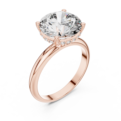 Round Cut Diamond Pavé Halo Engagement Ring