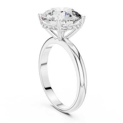 Round Cut Diamond Pavé Halo Engagement Ring