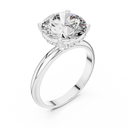 Round Cut Diamond Pavé Halo Engagement Ring