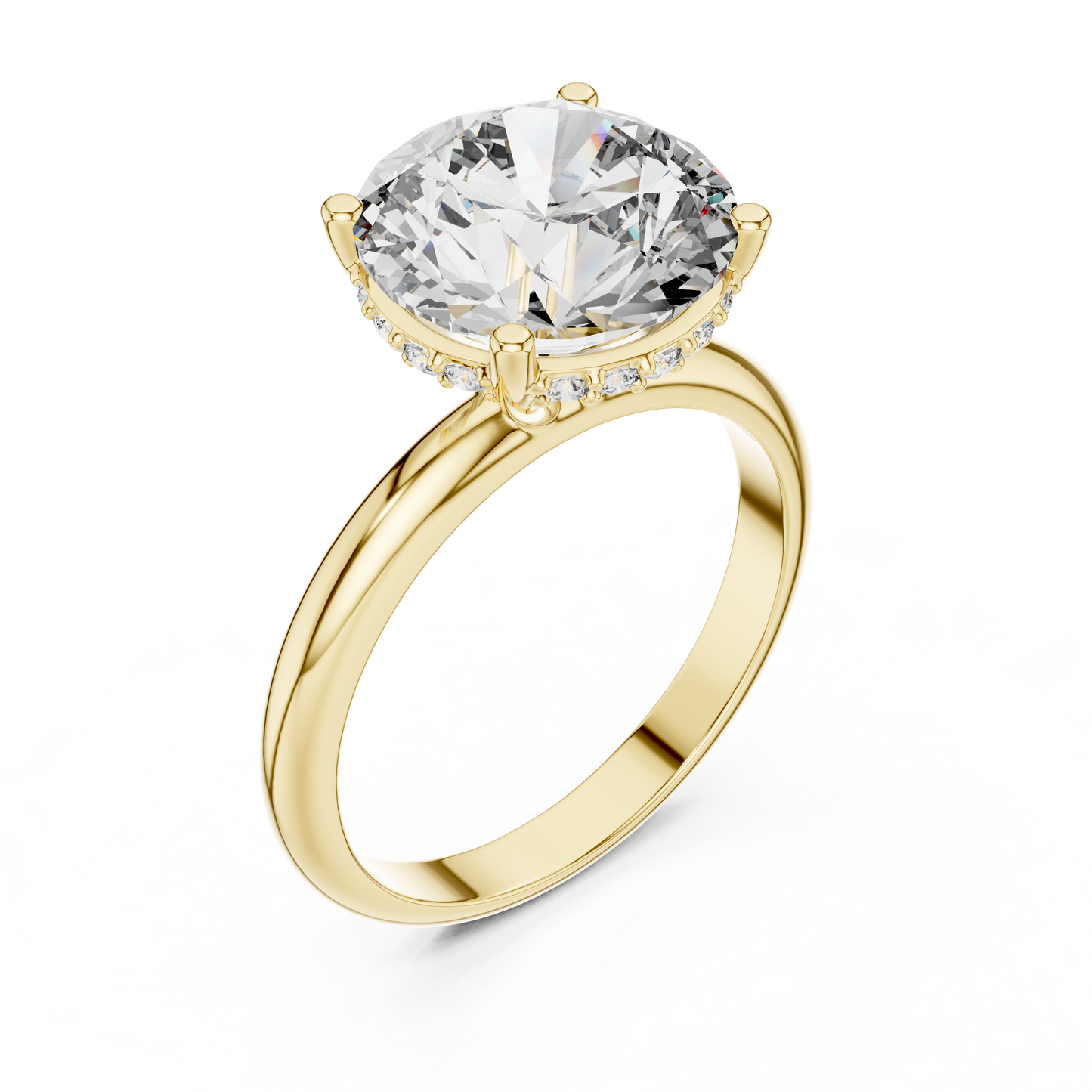 Round Cut Diamond Pavé Halo Engagement Ring