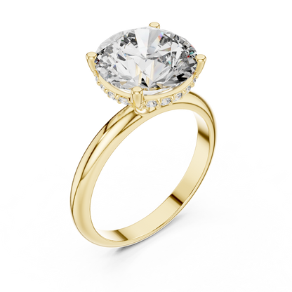 Round Cut Diamond Pavé Halo Engagement Ring