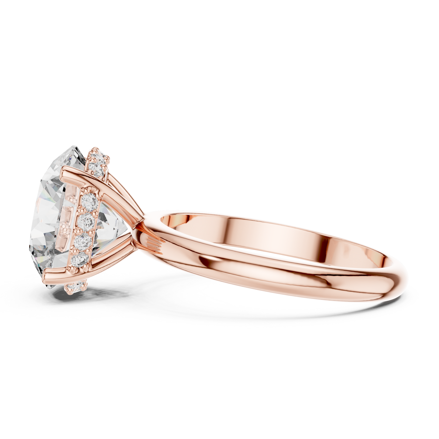 Round Cut Diamond Pavé Halo Engagement Ring