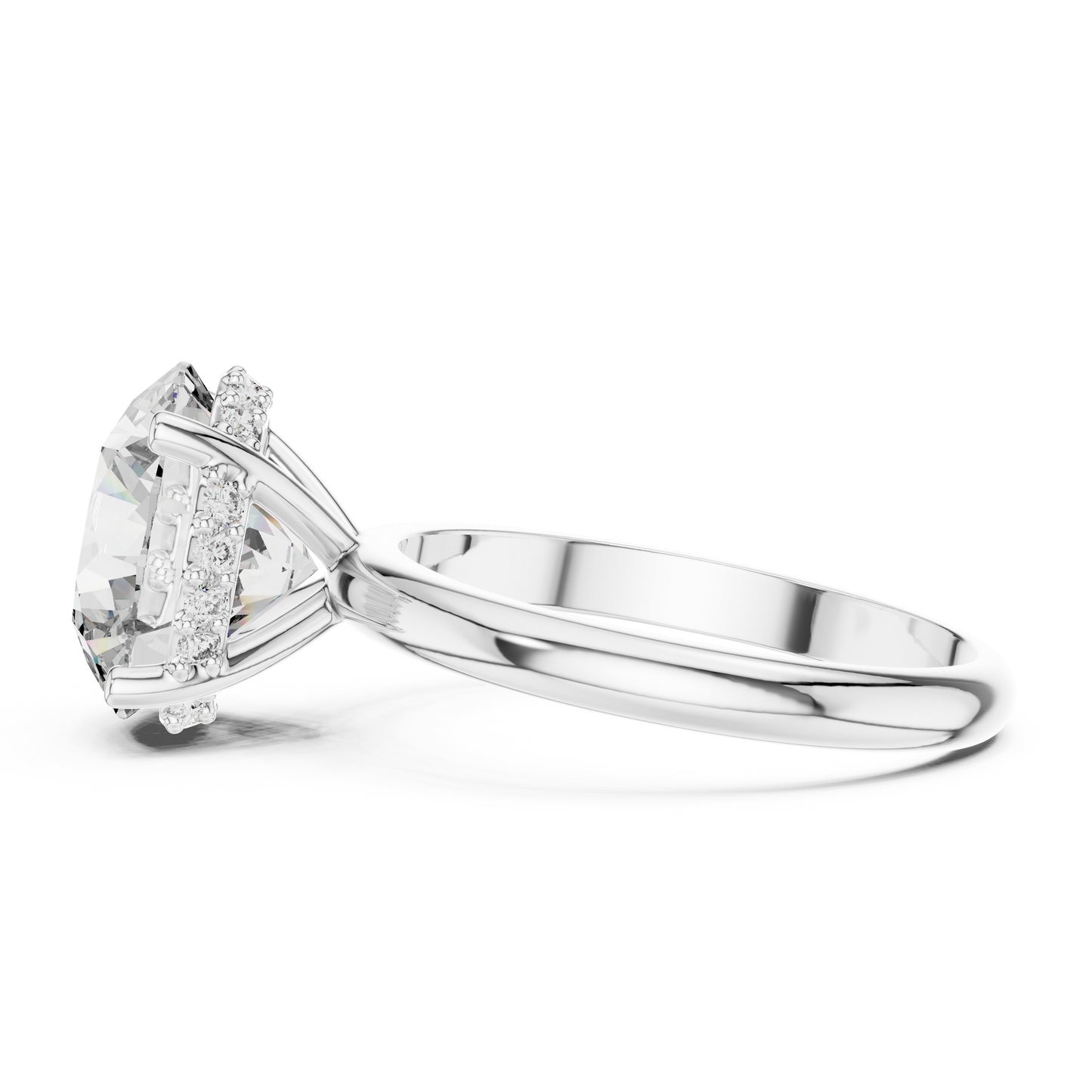 Round Cut Diamond Pavé Halo Engagement Ring