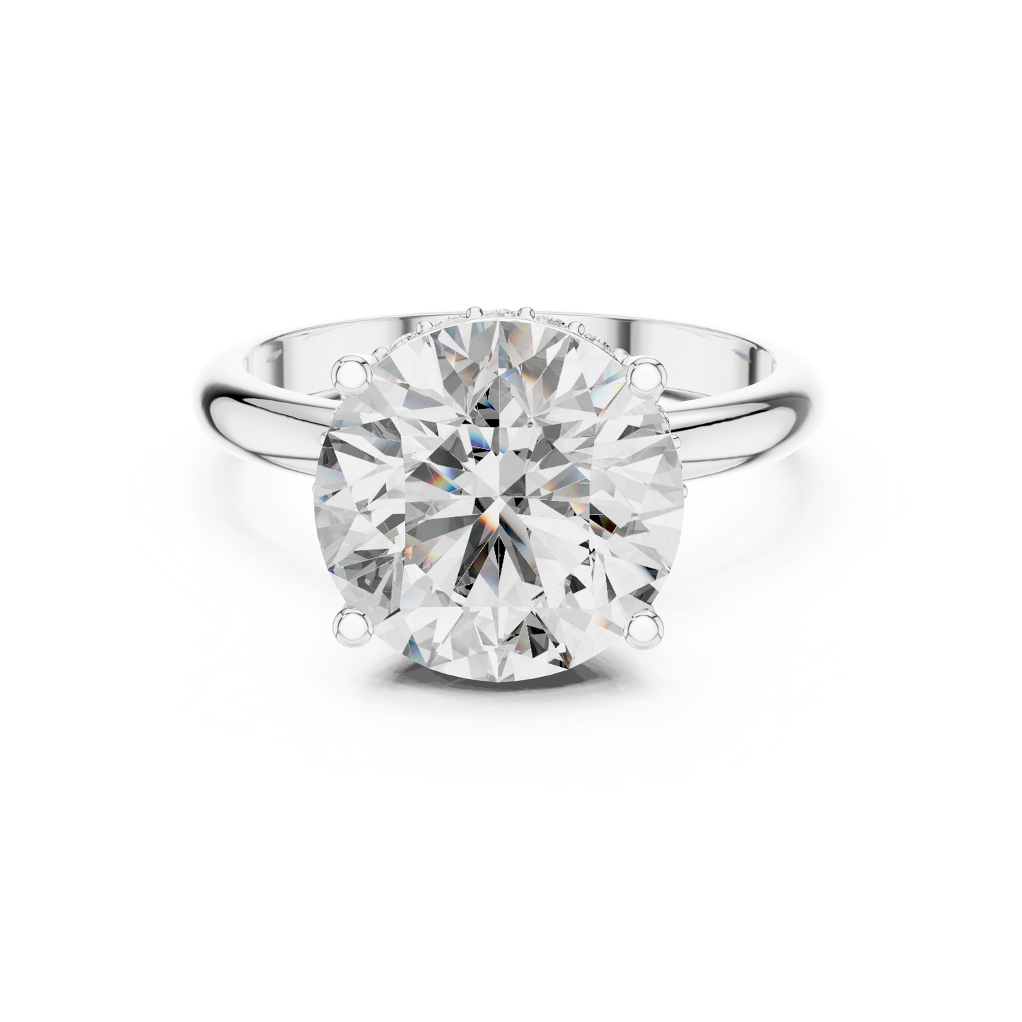Round Cut Diamond Pavé Halo Engagement Ring