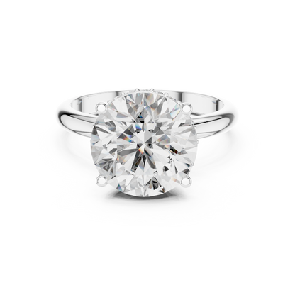 Round Cut Diamond Pavé Halo Engagement Ring