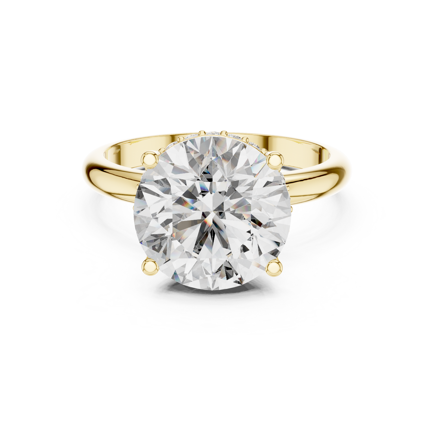 Round Cut Diamond Pavé Halo Engagement Ring