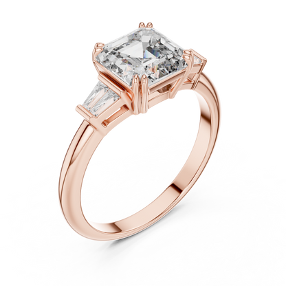 Elara Emerald Baguette Halo Ring