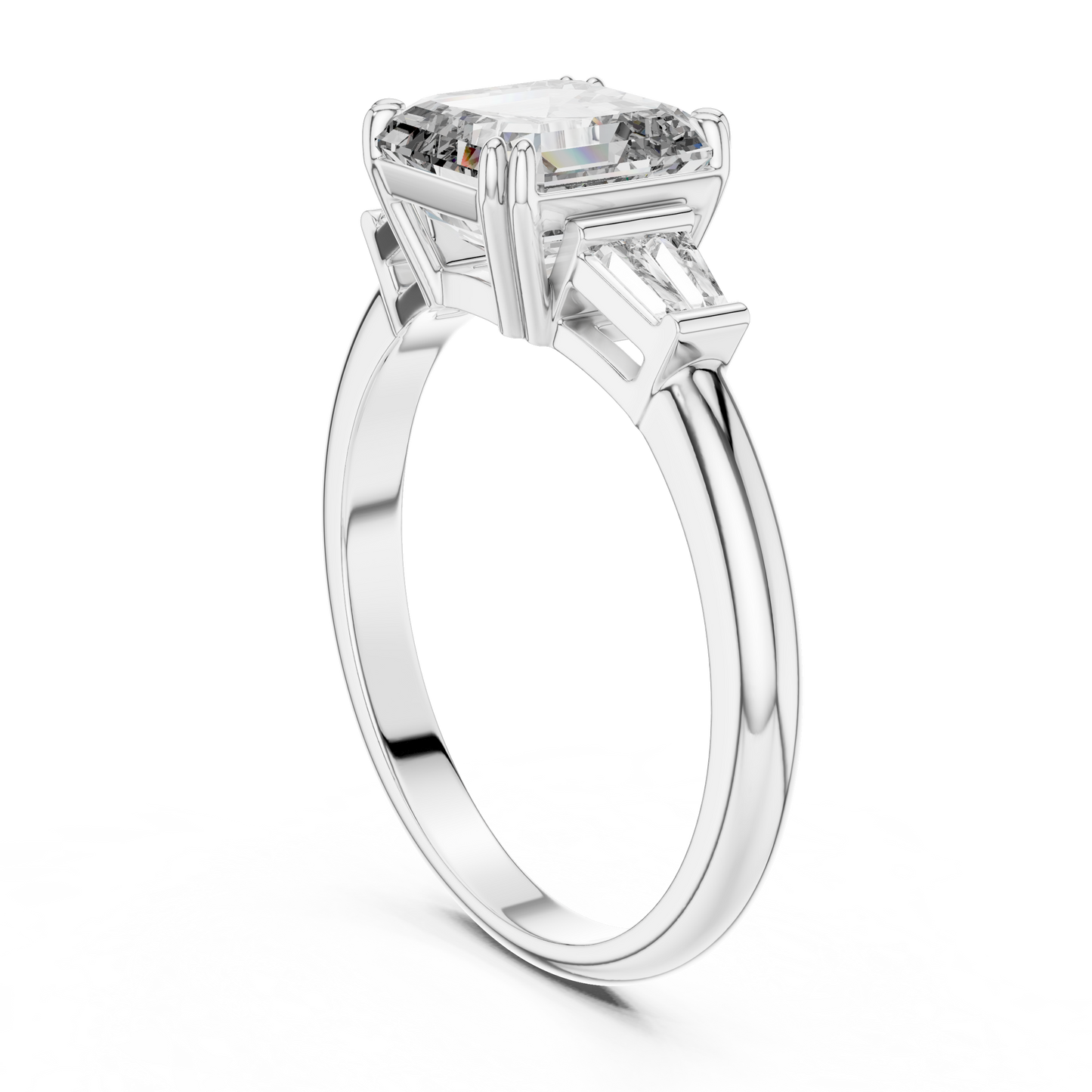 Elara Emerald Baguette Halo Ring