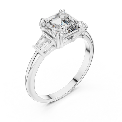 Elara Emerald Baguette Halo Ring