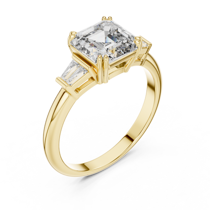 Elara Emerald Baguette Halo Ring