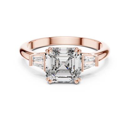 Elara Emerald Baguette Halo Ring