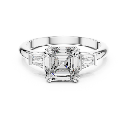 Elara Emerald Baguette Halo Ring