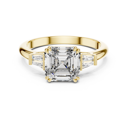 Elara Emerald Baguette Halo Ring