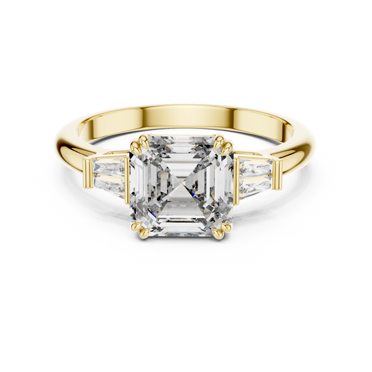 Elara Emerald Baguette Halo Ring