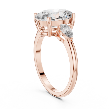 Celestia Oval Three-Stone Solitaire Ring