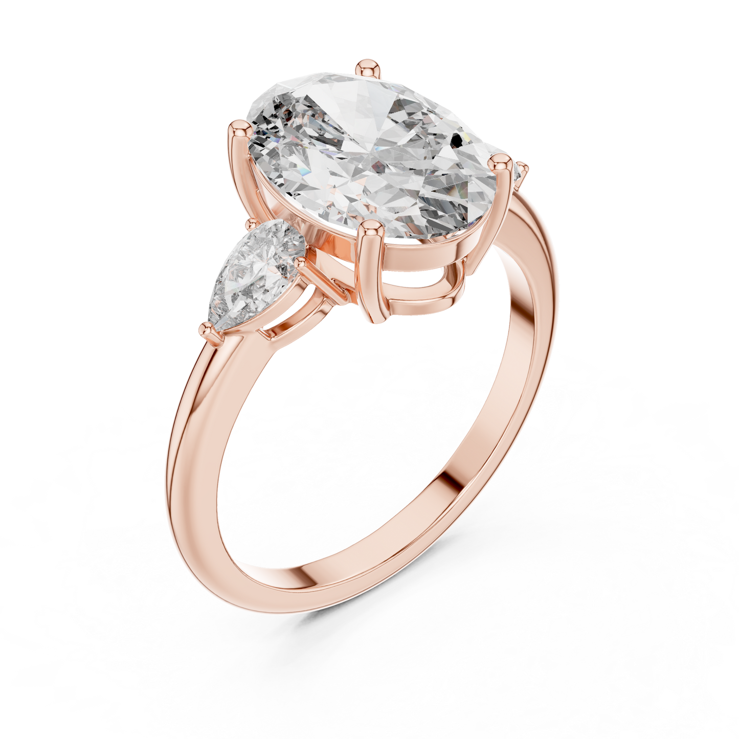 Celestia Oval Three-Stone Solitaire Ring