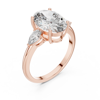 Celestia Oval Three-Stone Solitaire Ring