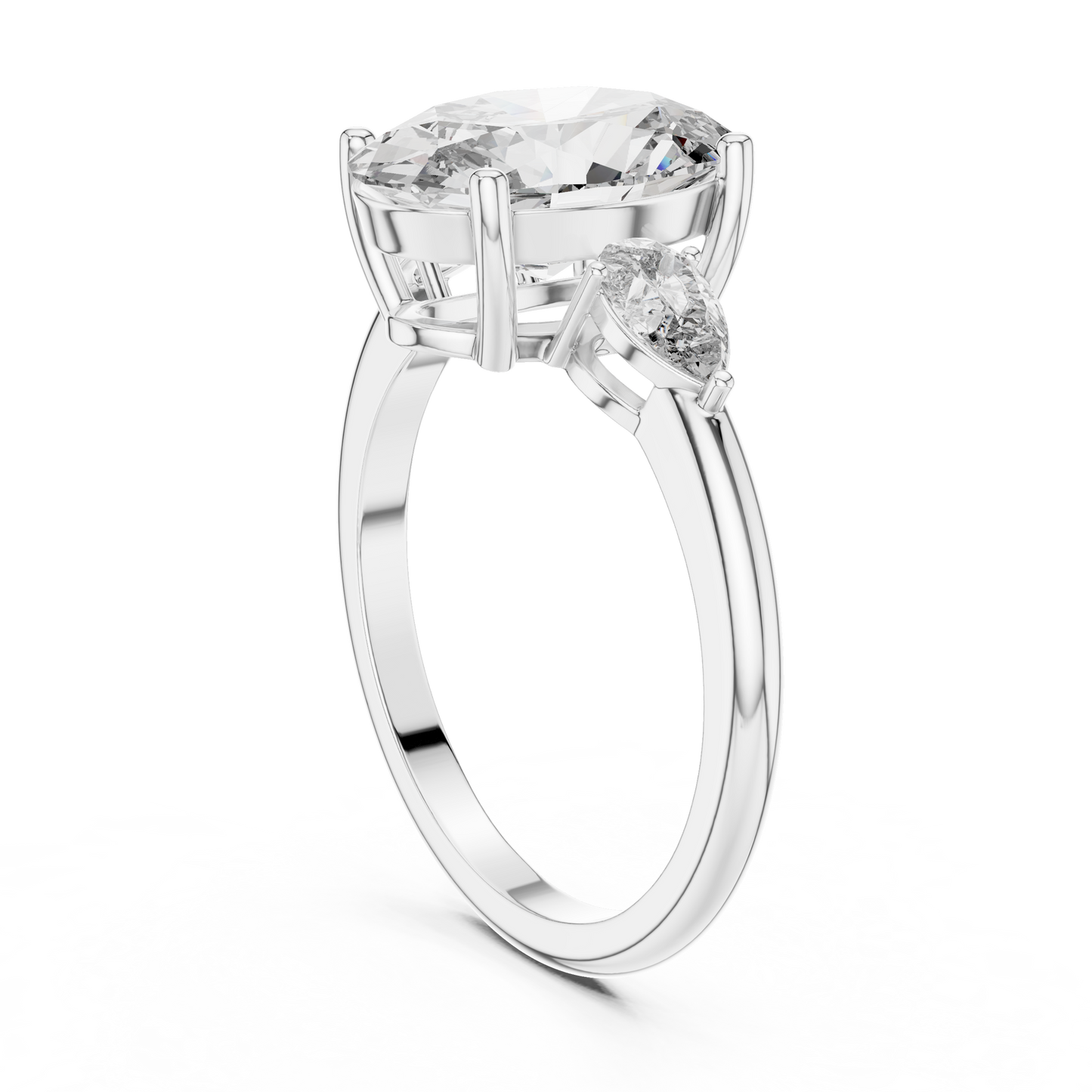 Celestia Oval Three-Stone Solitaire Ring