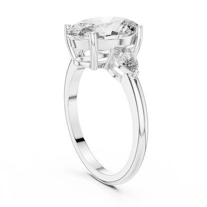 Celestia Oval Three-Stone Solitaire Ring