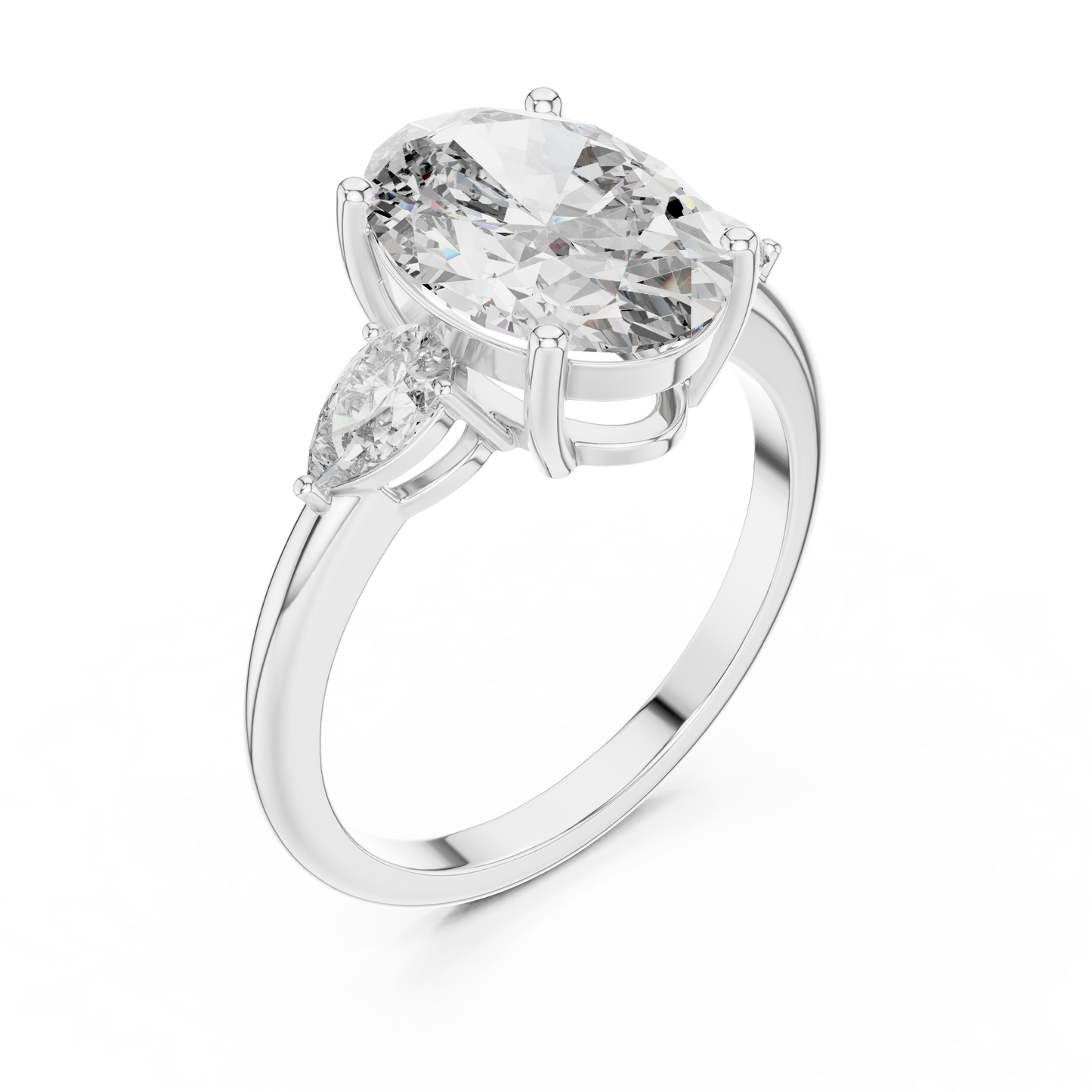 Celestia Oval Three-Stone Solitaire Ring