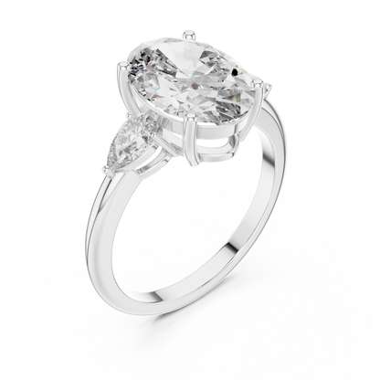 Celestia Oval Three-Stone Solitaire Ring