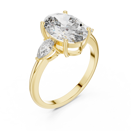 Celestia Oval Three-Stone Solitaire Ring