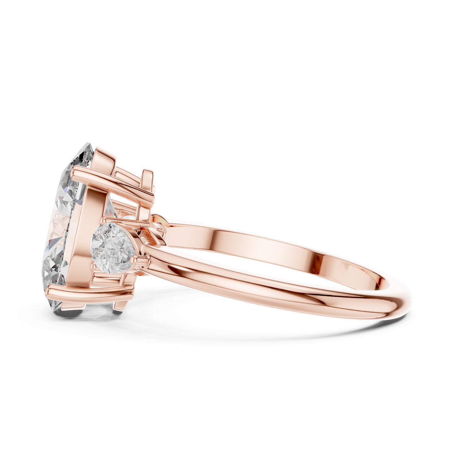 Celestia Oval Three-Stone Solitaire Ring