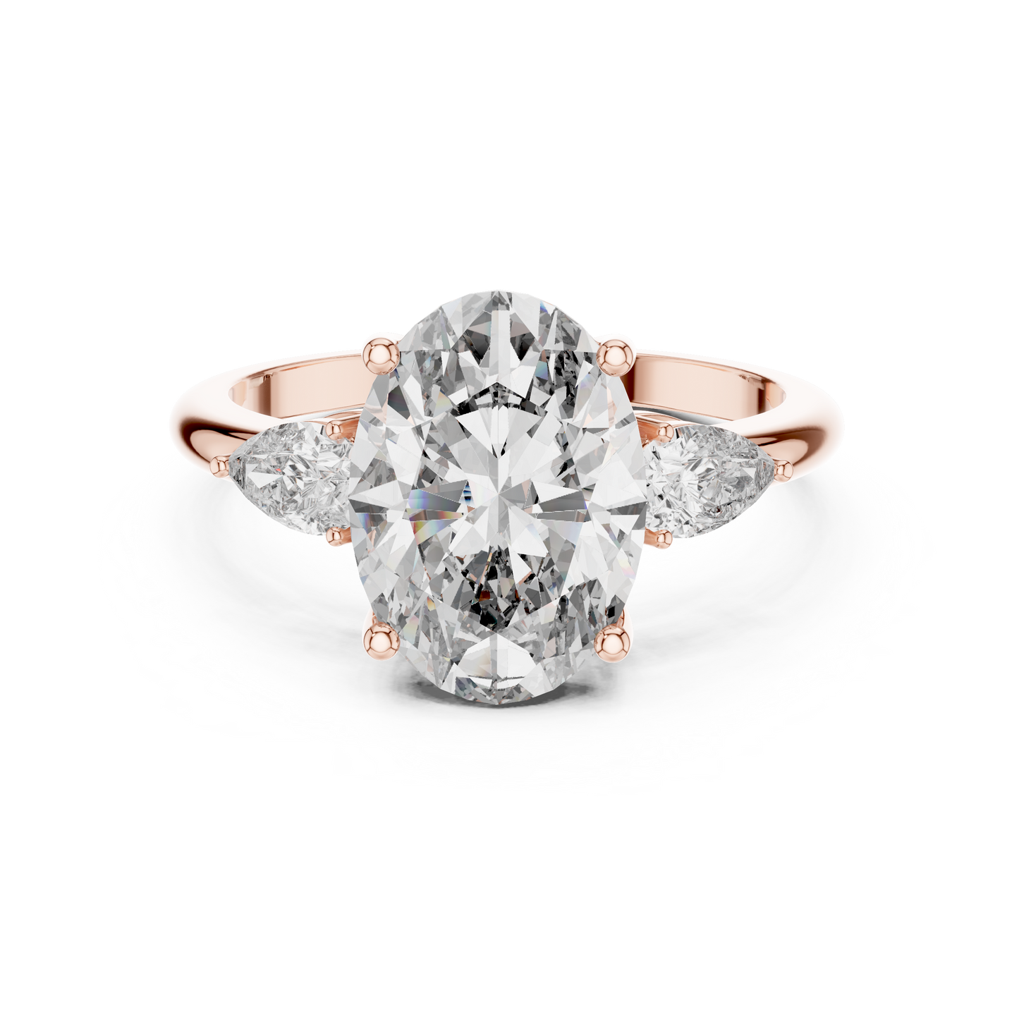 Celestia Oval Three-Stone Solitaire Ring