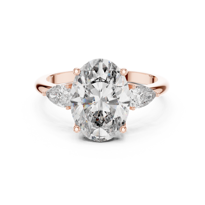 Celestia Oval Three-Stone Solitaire Ring