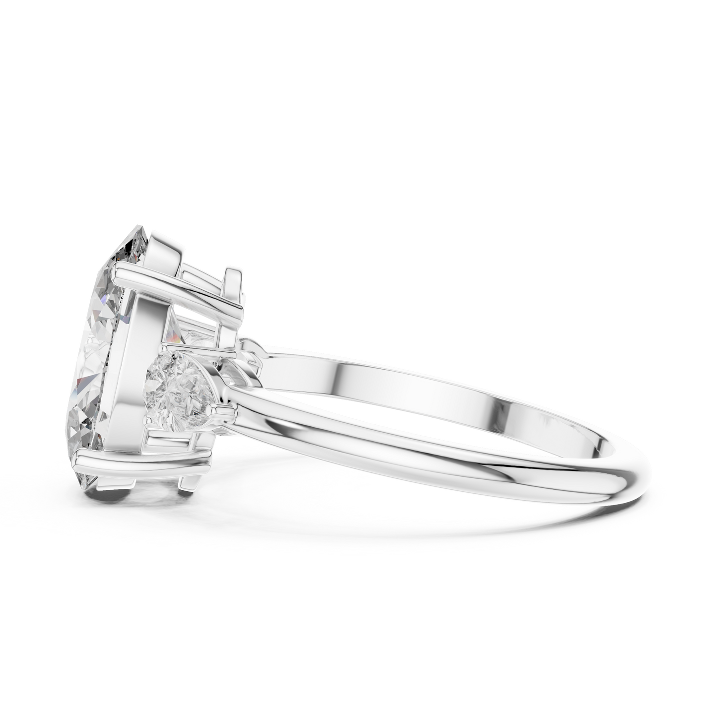 Celestia Oval Three-Stone Solitaire Ring