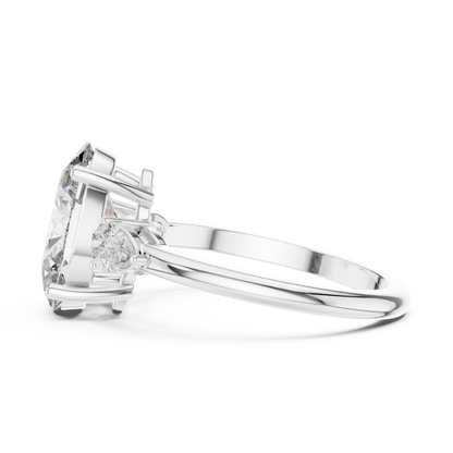Celestia Oval Three-Stone Solitaire Ring