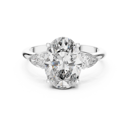 Celestia Oval Three-Stone Solitaire Ring