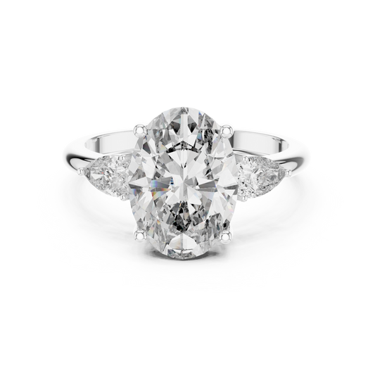 Celestia Oval Three-Stone Solitaire Ring