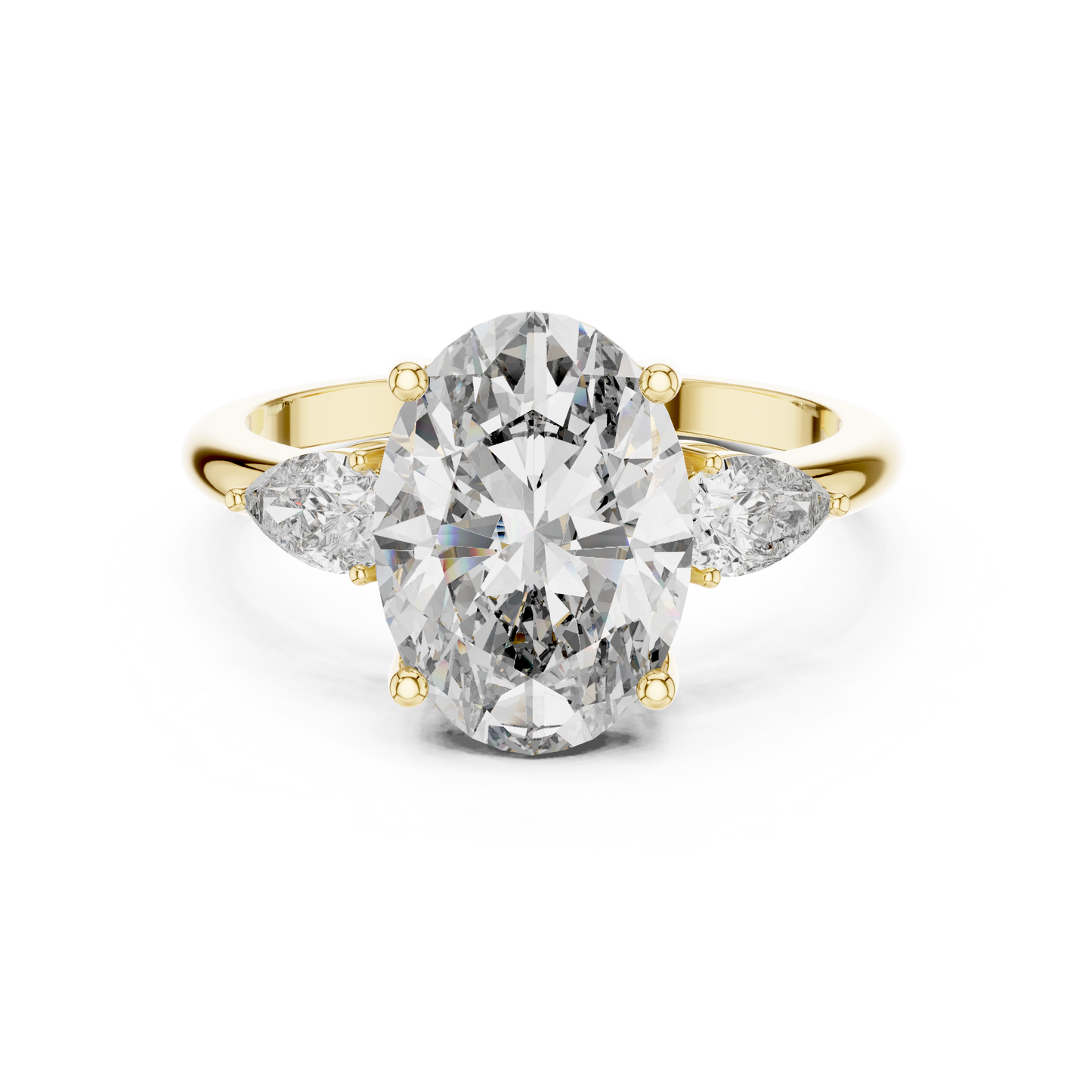 Celestia Oval Three-Stone Solitaire Ring