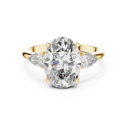 Celestia Oval Three-Stone Solitaire Ring