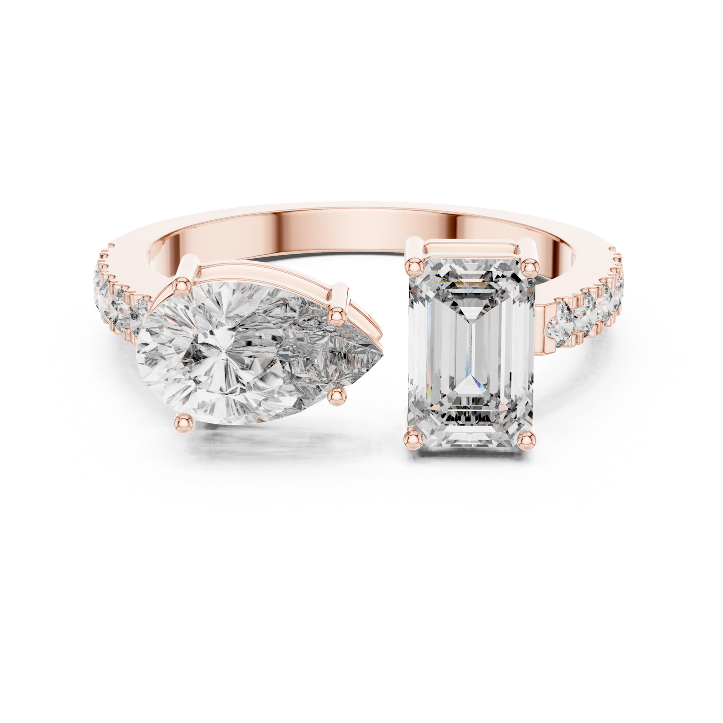 Emerald and Pear Two-Stone Diamond Ring