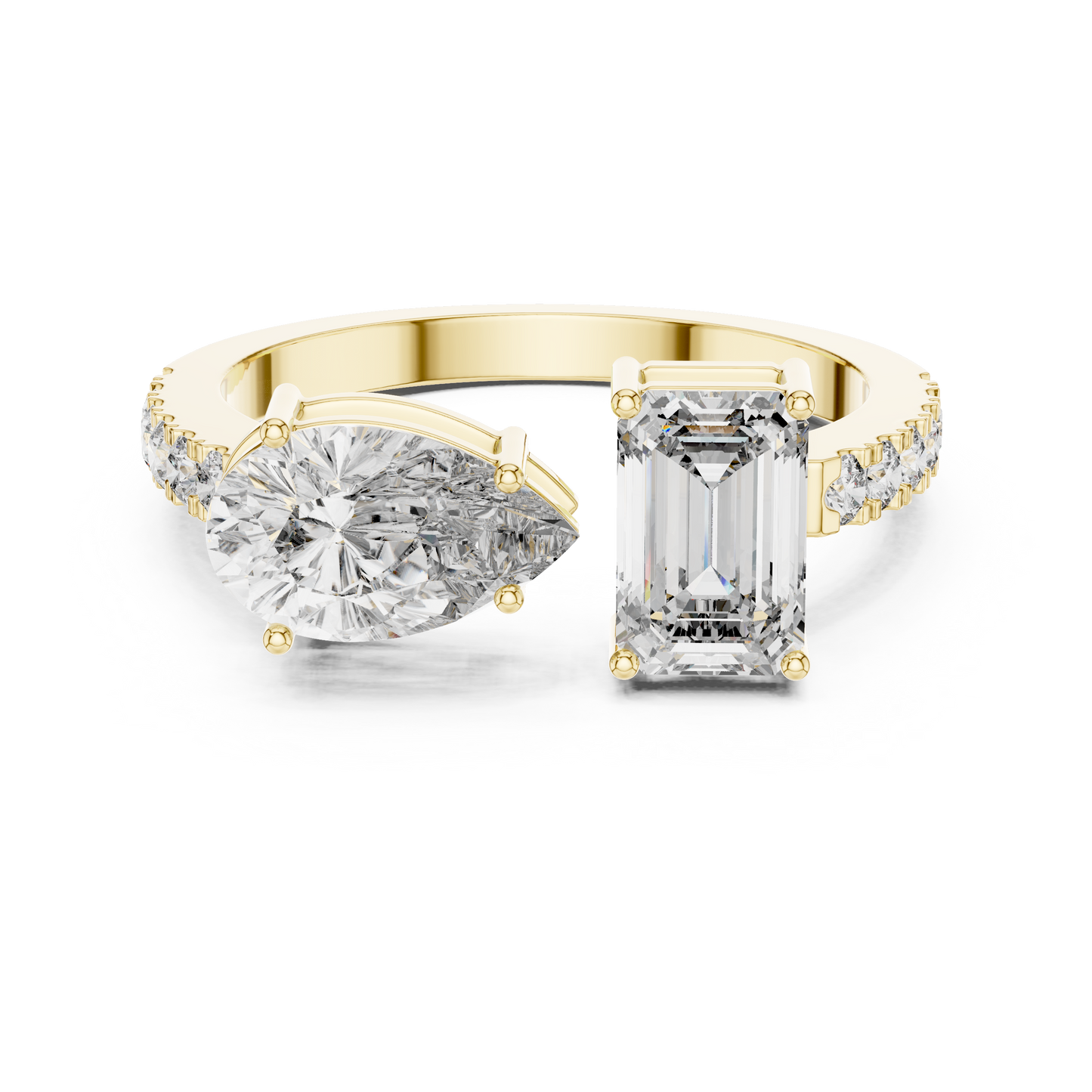 Emerald and Pear Two-Stone Diamond Ring