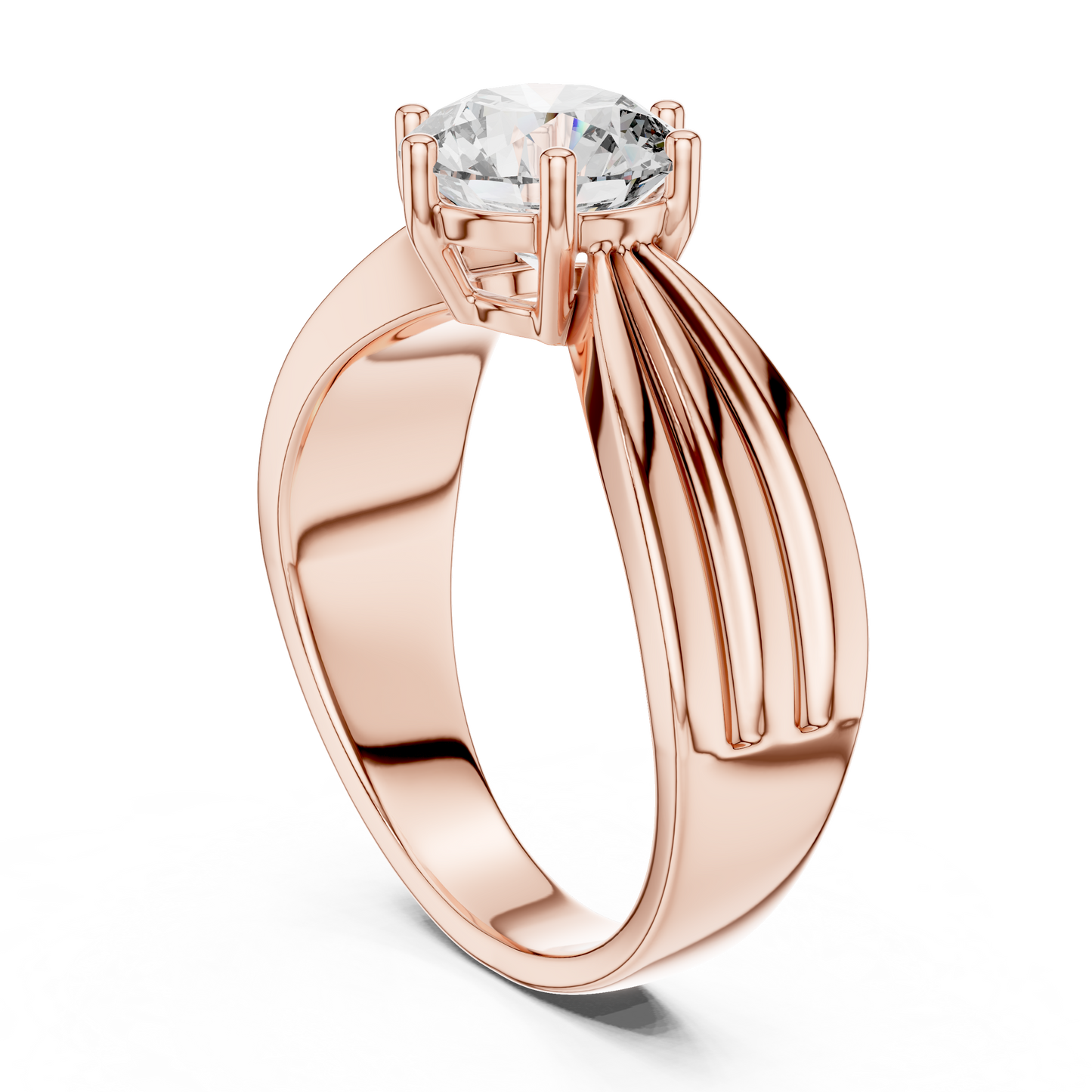 Contemporary Split-Shoulder Solitaire Engagement Ring