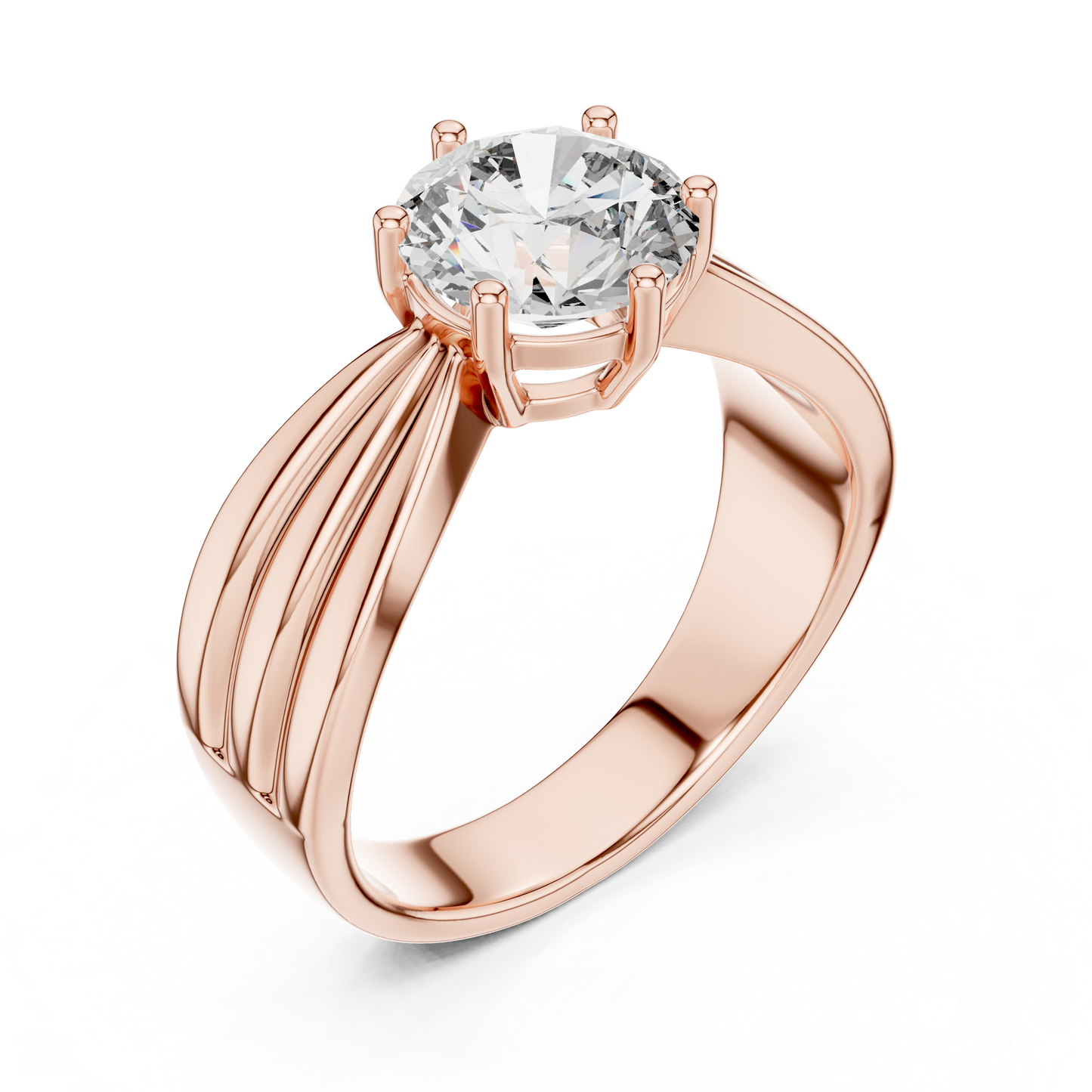 Contemporary Split-Shoulder Solitaire Engagement Ring