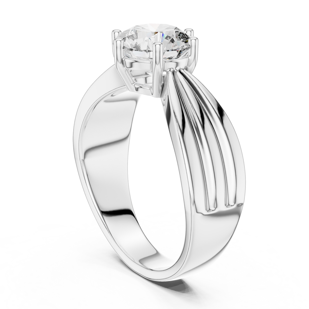 Contemporary Split-Shoulder Solitaire Engagement Ring