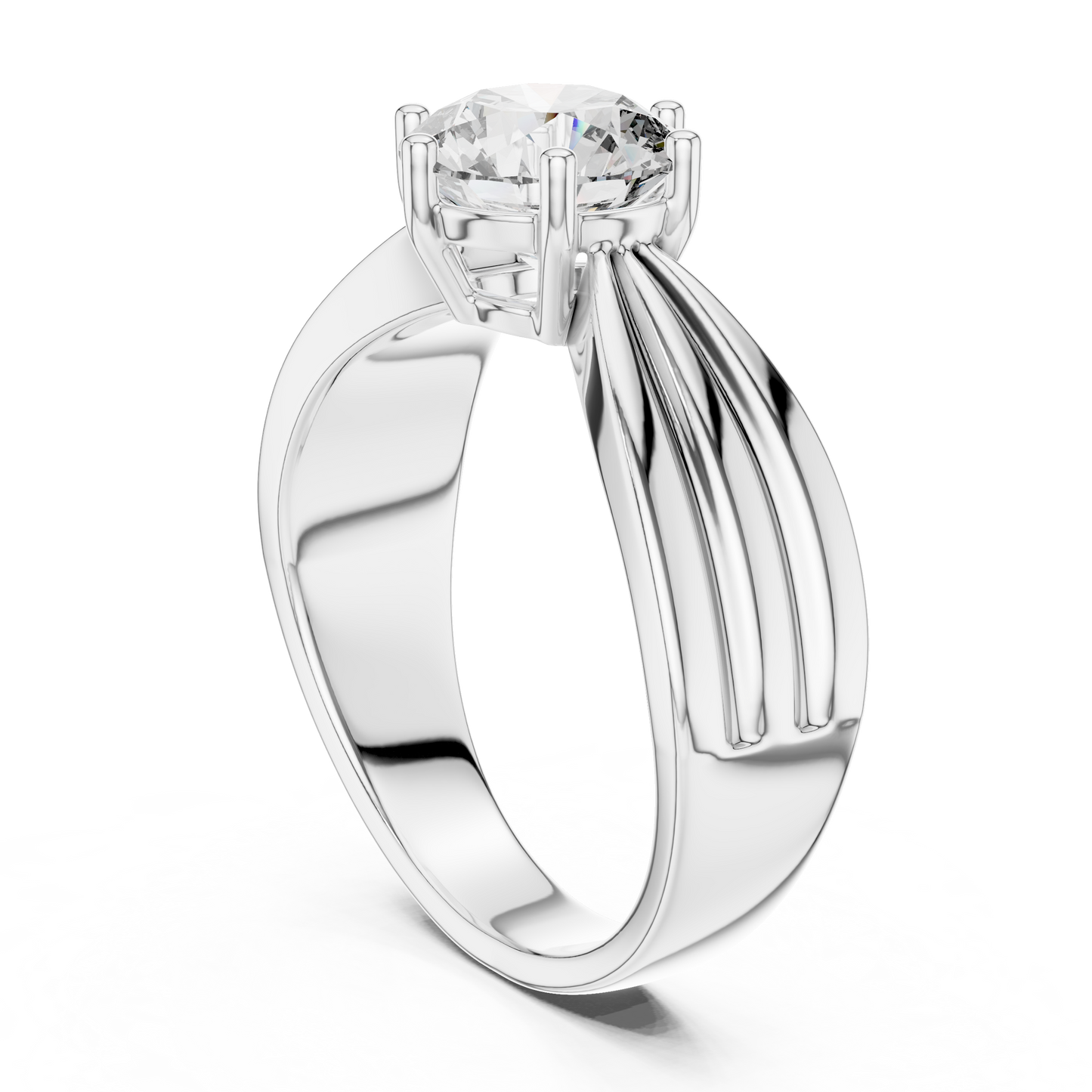 Contemporary Split-Shoulder Solitaire Engagement Ring